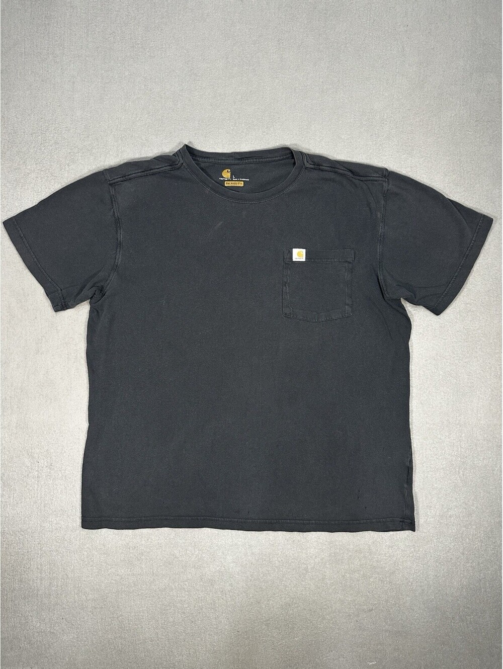 Carhartt Pocket T Shirt Mens Large Black Relaxed Fit Workwear Logo Tee